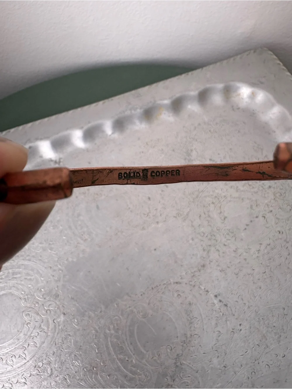 Engraved Copper Cuff Bracelet - Warm Metallic